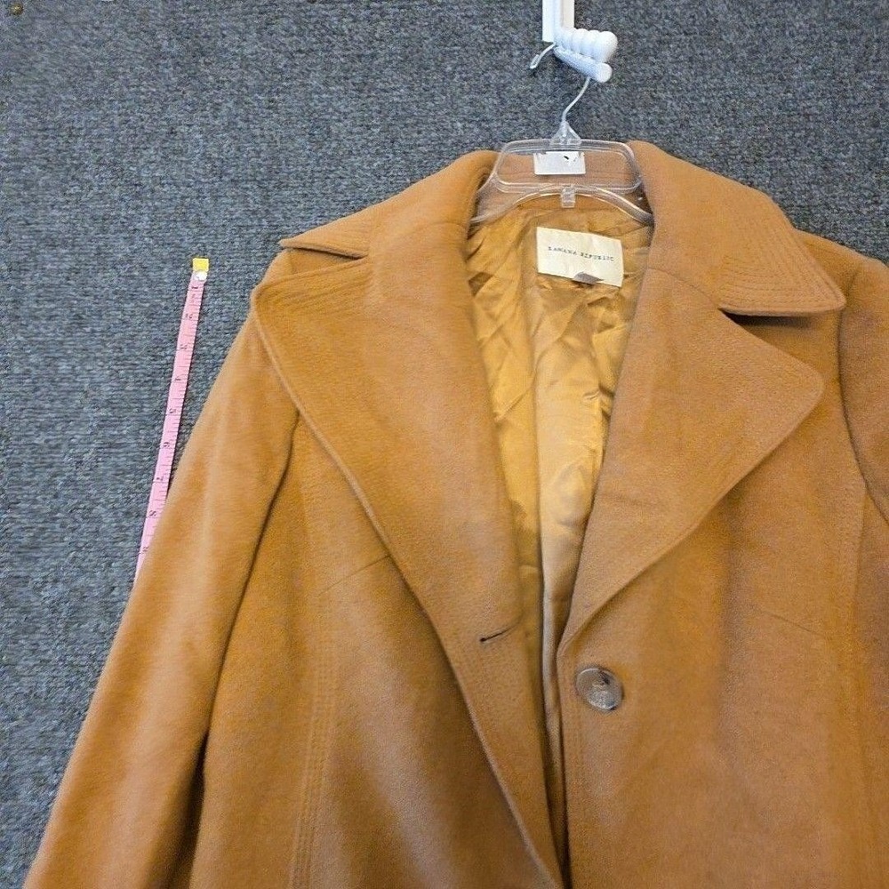 Banana Republic Coat Womens L Brown Wool Single Breasted Overcoat Lined Twill - Picture 3 of 14